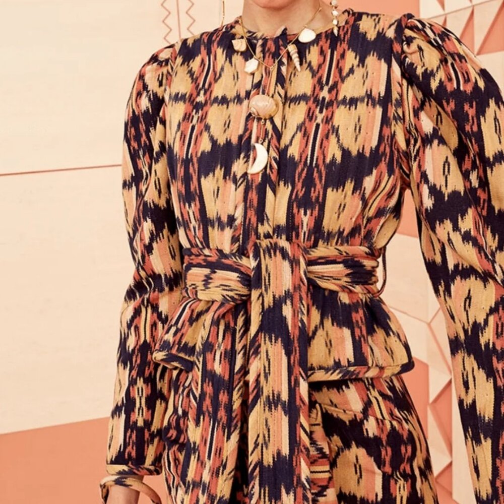 NWOT ULLA JOHNSON Ikat Roane Jacket in Beige Multi P $745